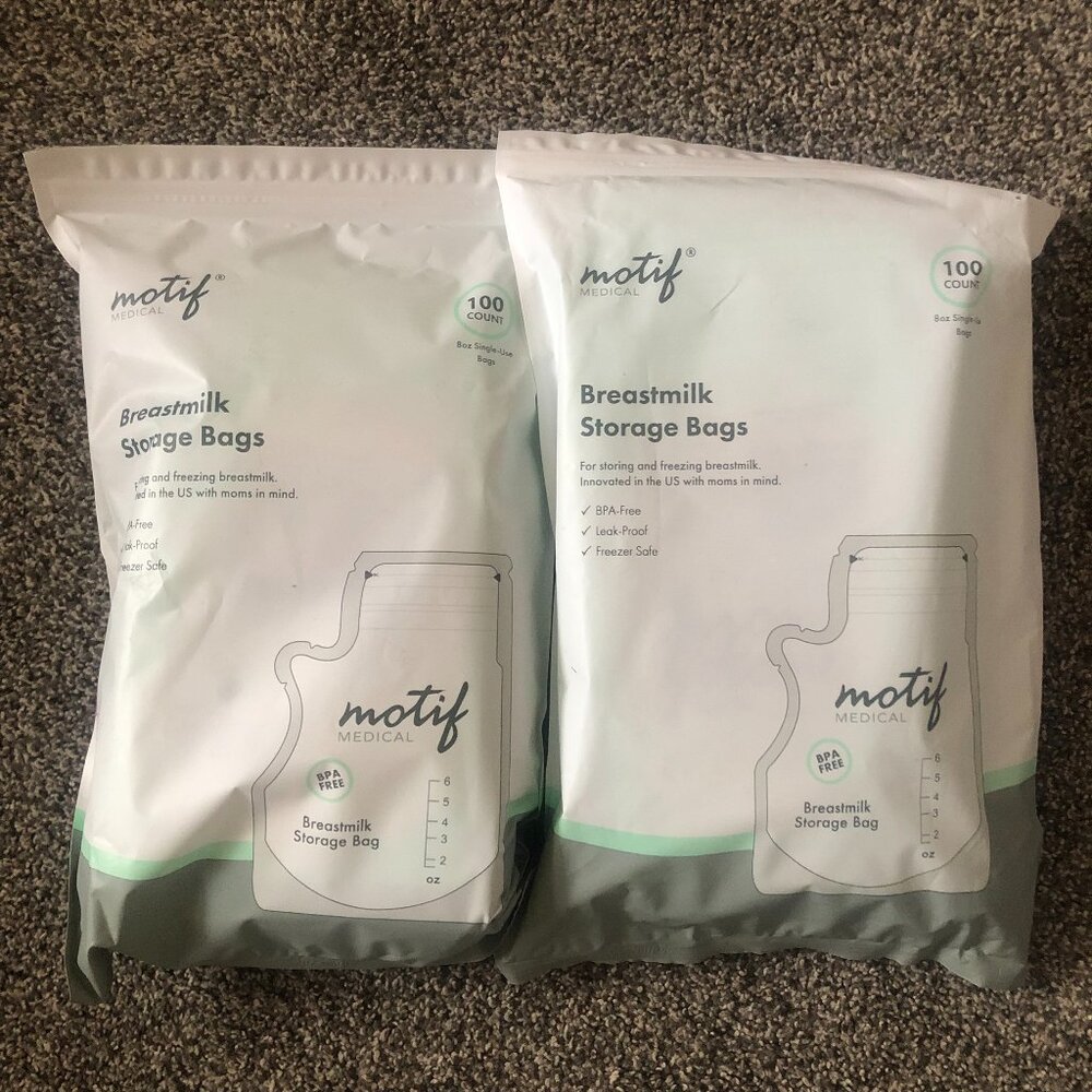 NEW! Lot of 2 - Motif Breastmilk Storage Bags (100 each x 2 bags) = 200 total